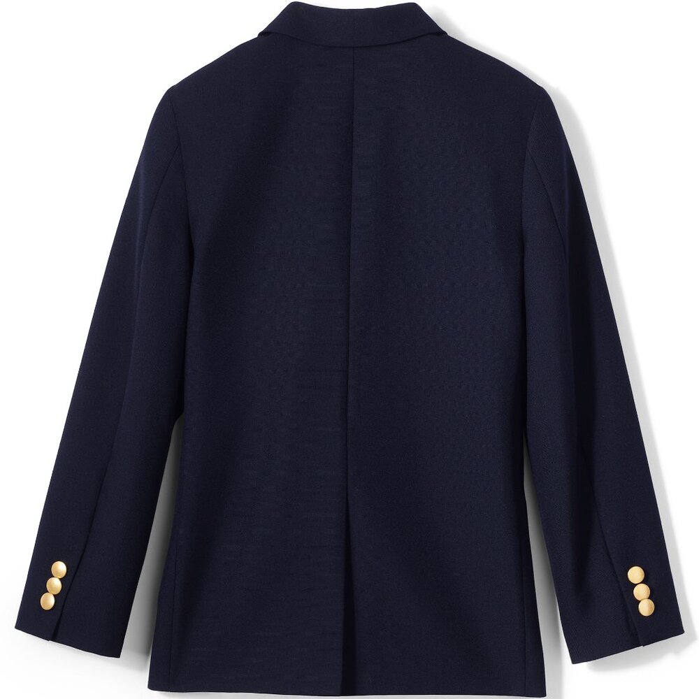 Lands' End Boys Tailored Fit Hopsack Blazer, Deep Navy, School Uniform, NWT - Picture 3 of 3